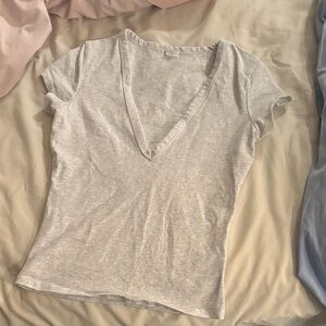 Garage Women's Deep V-Neck Gray Top